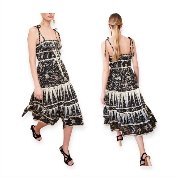 Ulla Johnson Indah Dress, Size 2, Rainforest , Cream/black,‎ New with tag - Picture 1 of 16